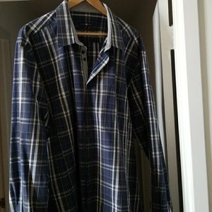 Stone Rose Men's Navy Plaid Knit Long Sleeve Shirt